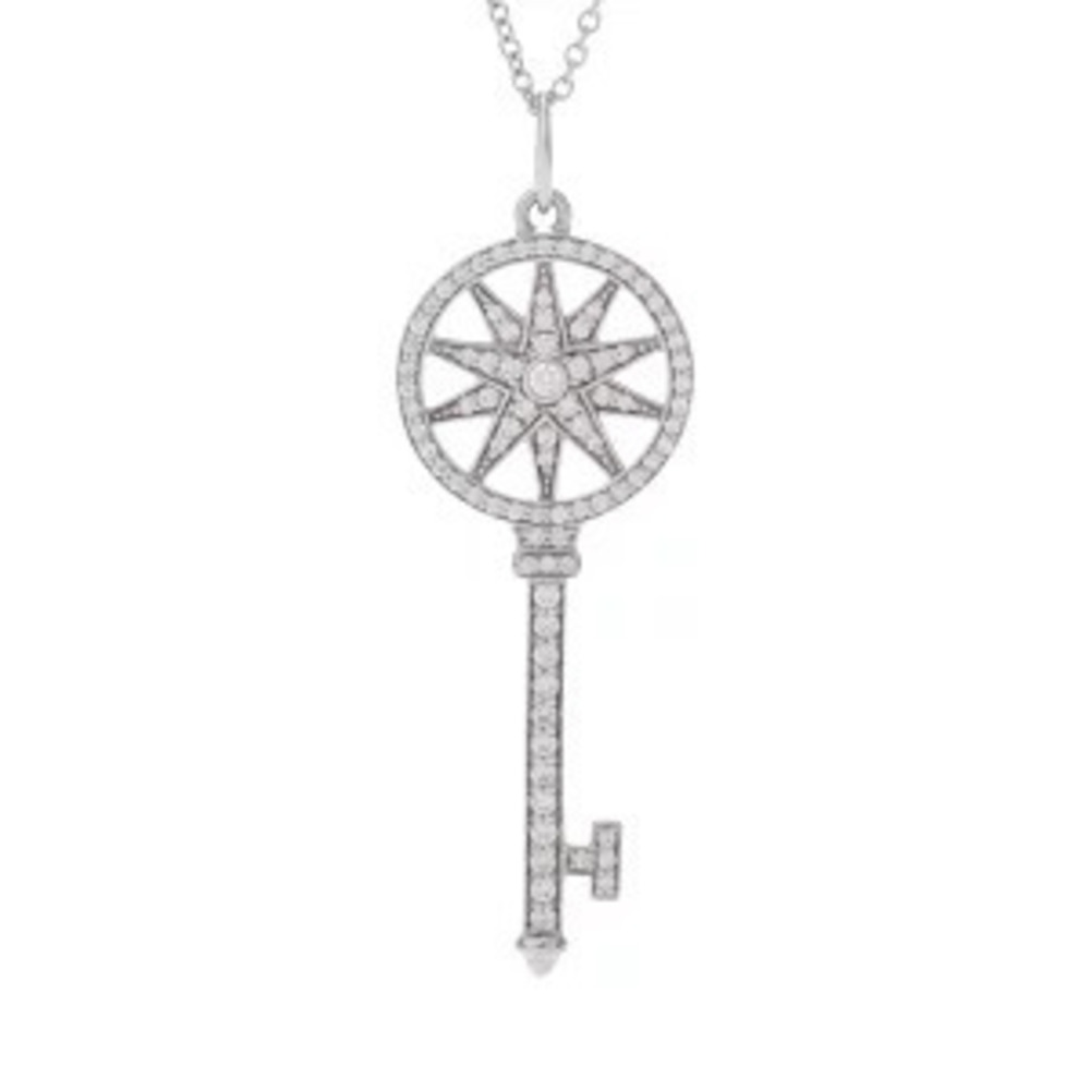 Tiffany Co Star Key Necklace Platinum Diamond